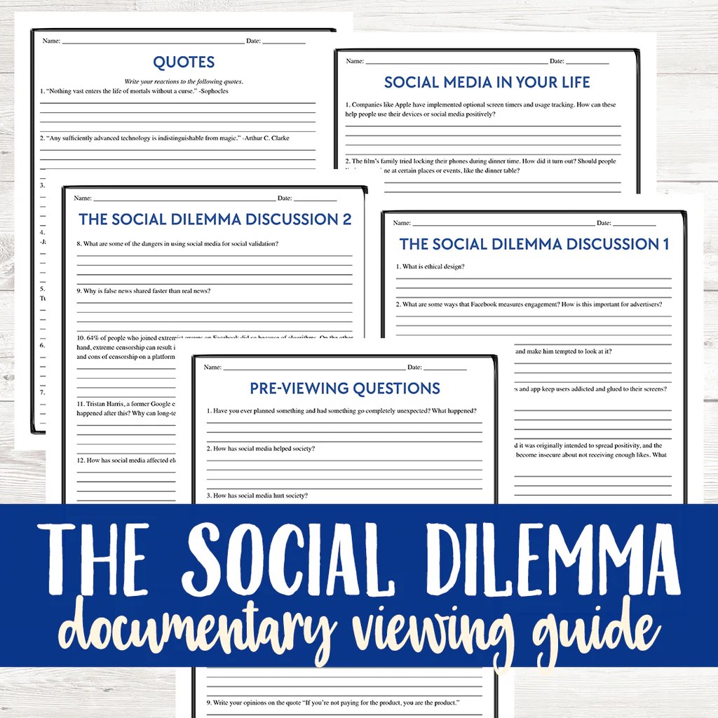 The social dilemma worksheet answers