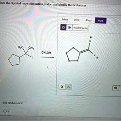 Draw the expected major elimination product and identify the mechanism