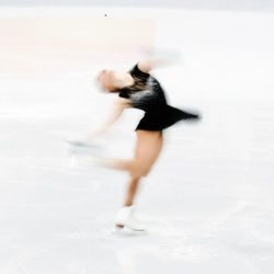 A figure skater is spinning with an angular velocity